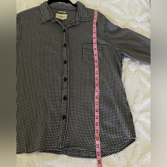 DENIM & SUPPLY Navy Blue Women's Gingham Plaid Button Up Tomboy Shirt Size Large - Picture 11 of 13